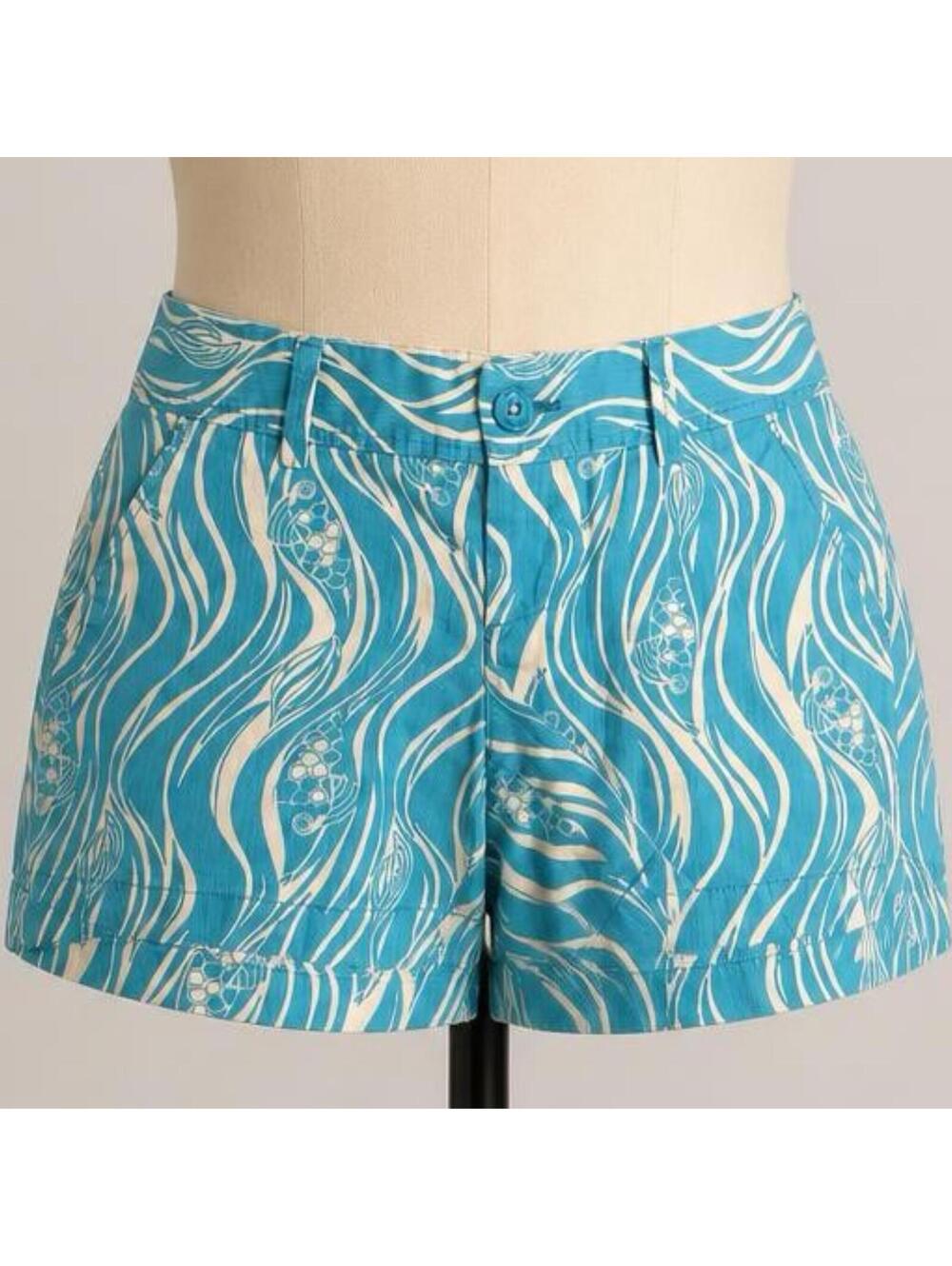 Lilly Pulitzer The Callahan Short Blue and White Cotton Joe Fish Shorts Size 6